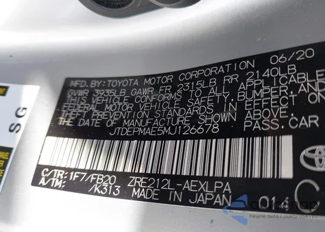 2021 Toyota Corolla Le from USA, damaged, VIN JTDEPMAE5MJ126678